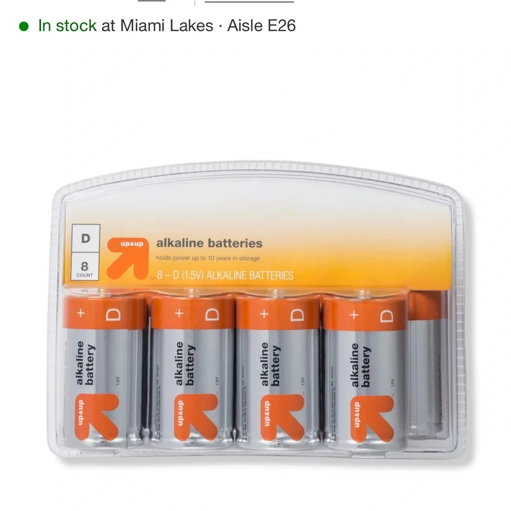 D Alkaline Batteries - Orange and Silver